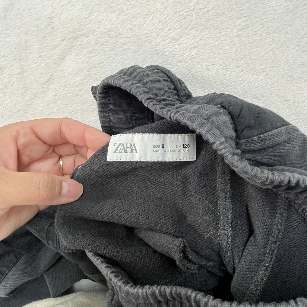 Zara Baggy Sweatpants Boys 8 Cargo Pocket Patchwork Casual Fall Lounge